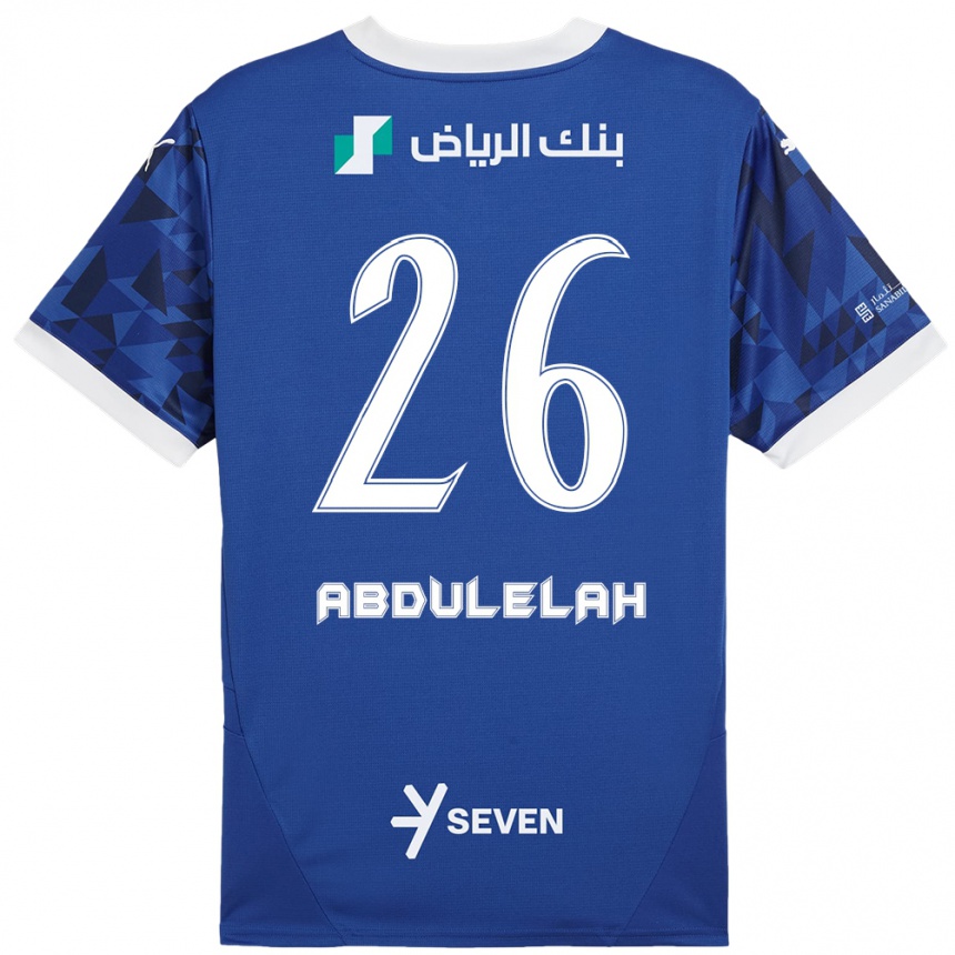 Kids Football Abdulelah Al-Malki #26 Dark Blue White Home Jersey 2024/25 T-Shirt Uk