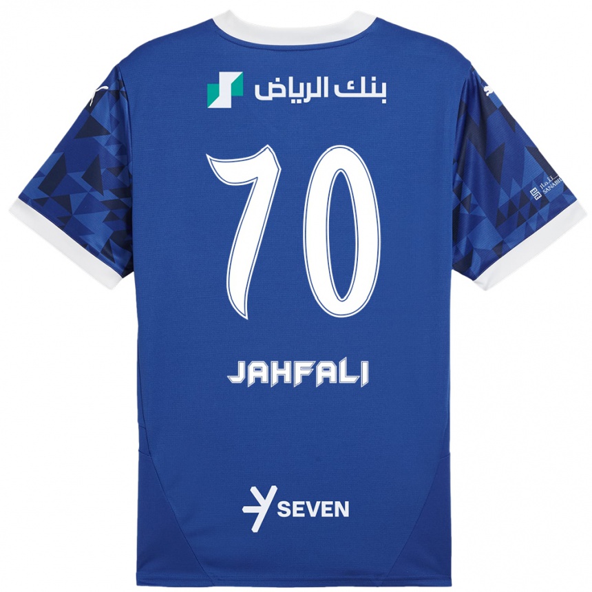 Kids Football Mohammed Jahfali #70 Dark Blue White Home Jersey 2024/25 T-Shirt Uk