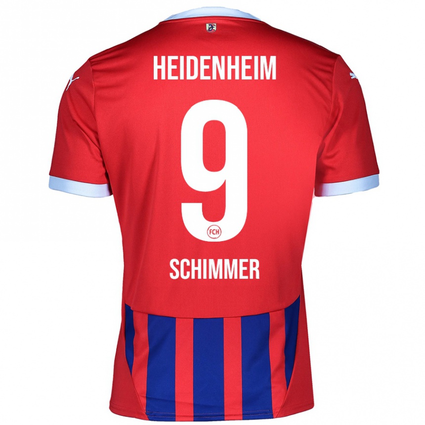 Kids Football Stefan Schimmer #9 Red Blue Home Jersey 2024/25 T-Shirt Uk