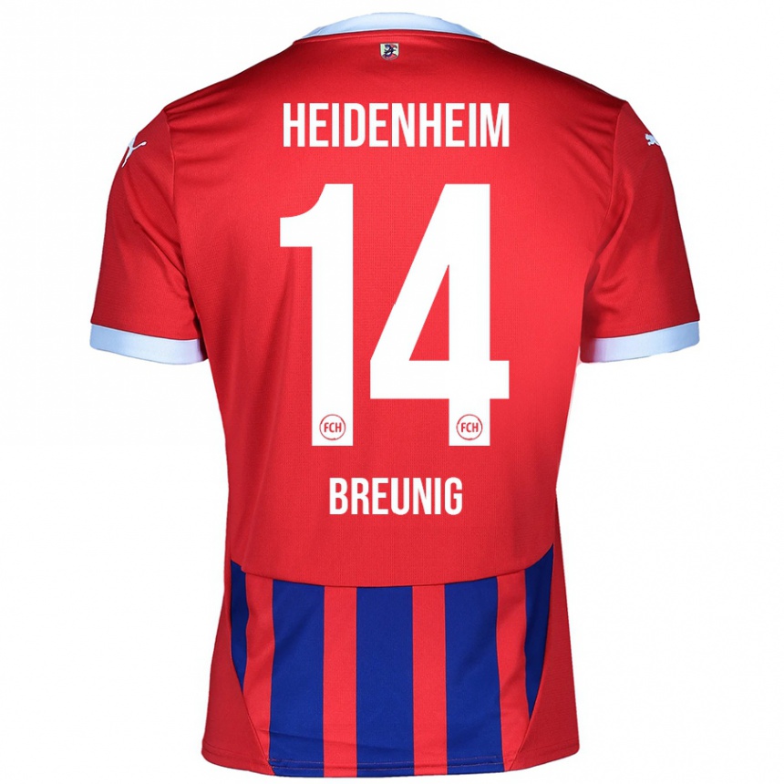 Kids Football Maximilian Breunig #14 Red Blue Home Jersey 2024/25 T-Shirt Uk