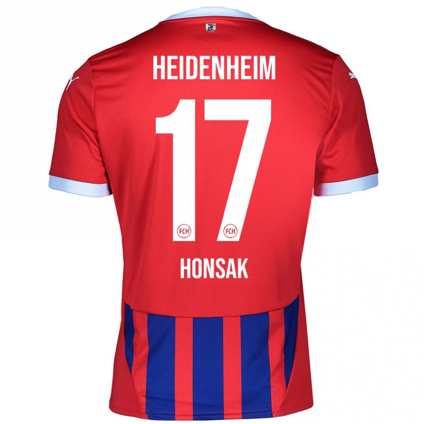 Kids Football Mathias Honsak #17 Red Blue Home Jersey 2024/25 T-Shirt Uk