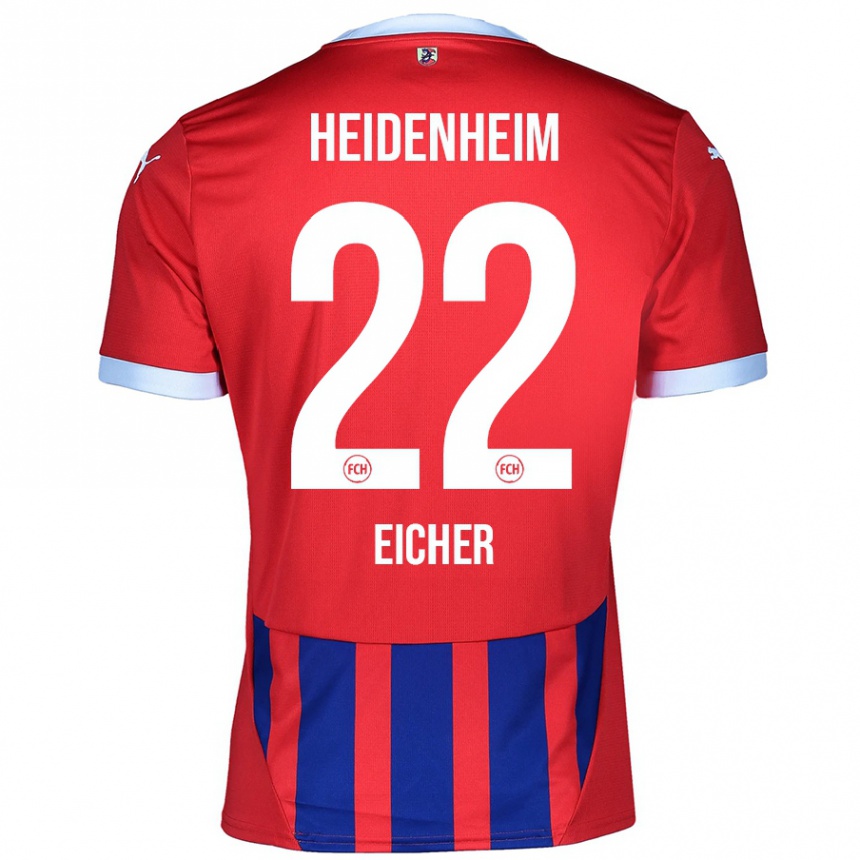 Kids Football Vitus Eicher #22 Red Blue Home Jersey 2024/25 T-Shirt Uk