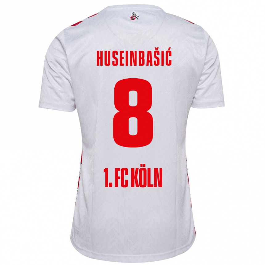 Kids Football Denis Huseinbasic #8 White Red Home Jersey 2024/25 T-Shirt Uk