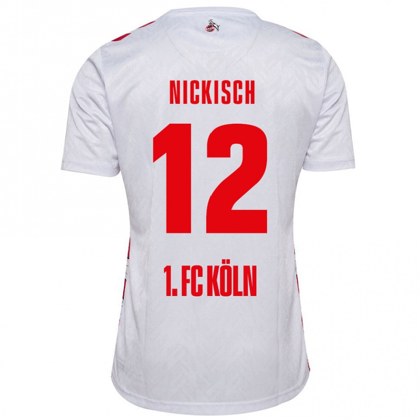 Kids Football Jonas Nickisch #12 White Red Home Jersey 2024/25 T-Shirt Uk