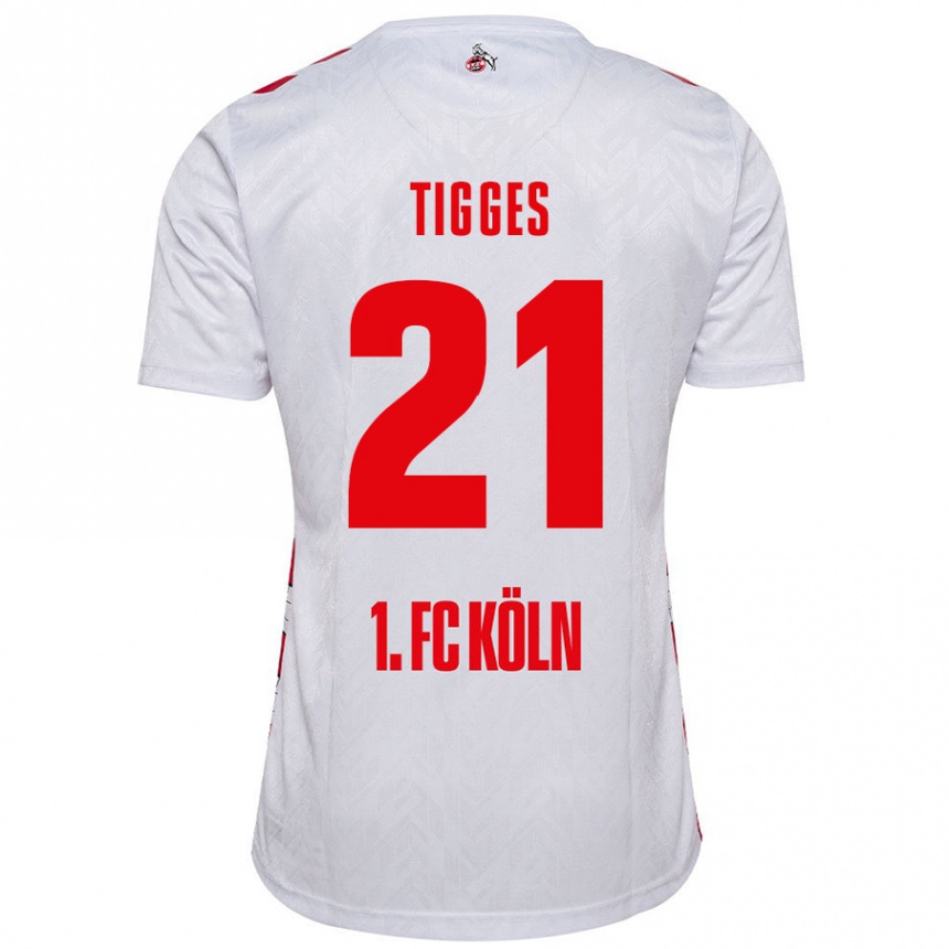 Kids Football Steffen Tigges #21 White Red Home Jersey 2024/25 T-Shirt Uk