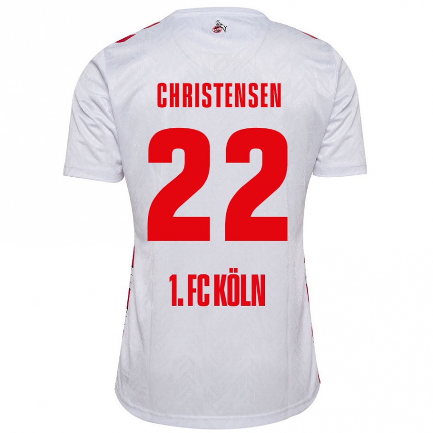 Kids Football Jacob Christensen #22 White Red Home Jersey 2024/25 T-Shirt Uk