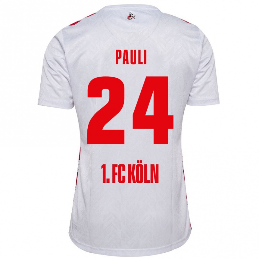 Kids Football Julian Pauli #24 White Red Home Jersey 2024/25 T-Shirt Uk