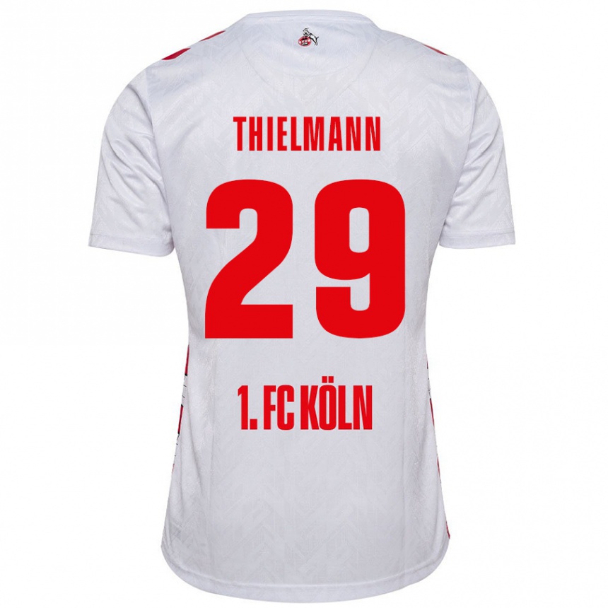 Kids Football Jan Thielmann #29 White Red Home Jersey 2024/25 T-Shirt Uk