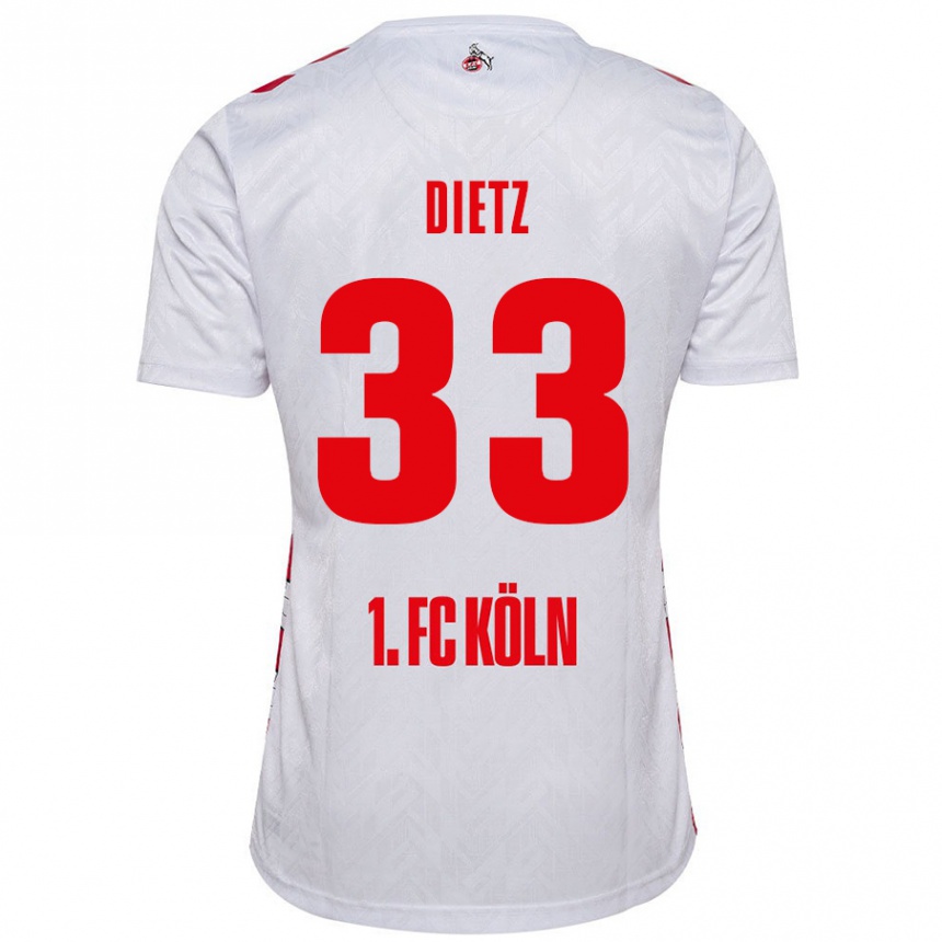 Kids Football Florian Dietz #33 White Red Home Jersey 2024/25 T-Shirt Uk