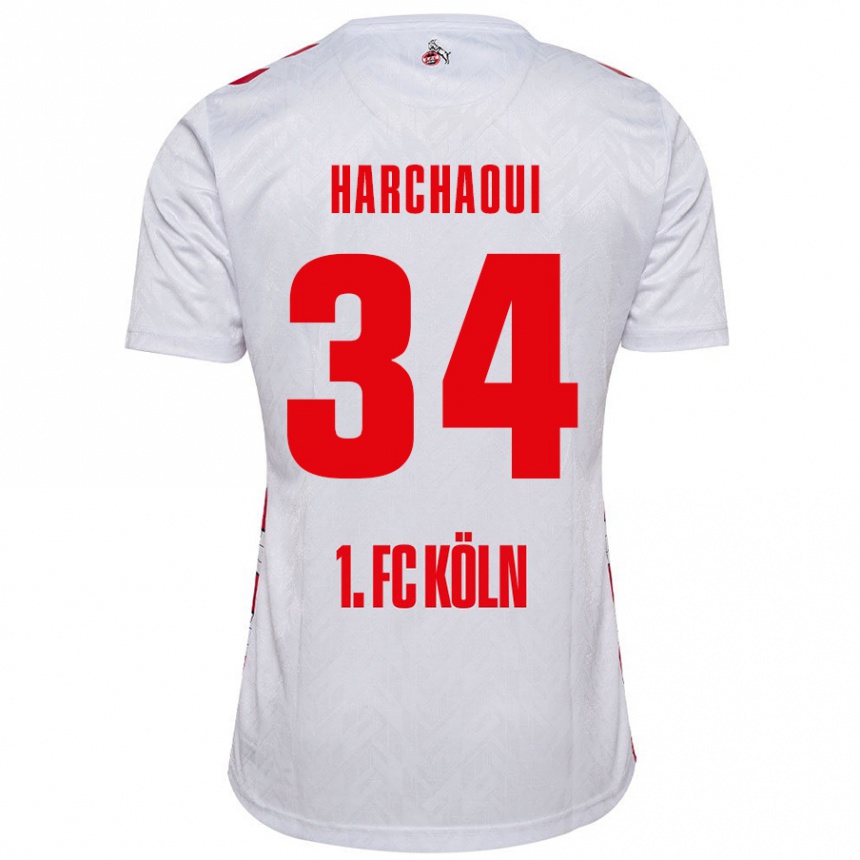 Kids Football Fayssal Harchaoui #34 White Red Home Jersey 2024/25 T-Shirt Uk