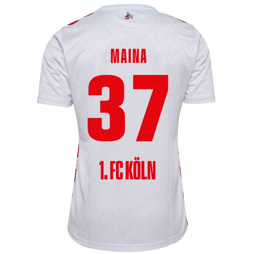 Kids Football Linton Maina #37 White Red Home Jersey 2024/25 T-Shirt Uk