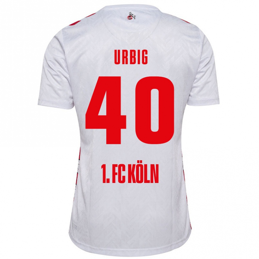 Kids Football Jonas Urbig #40 White Red Home Jersey 2024/25 T-Shirt Uk