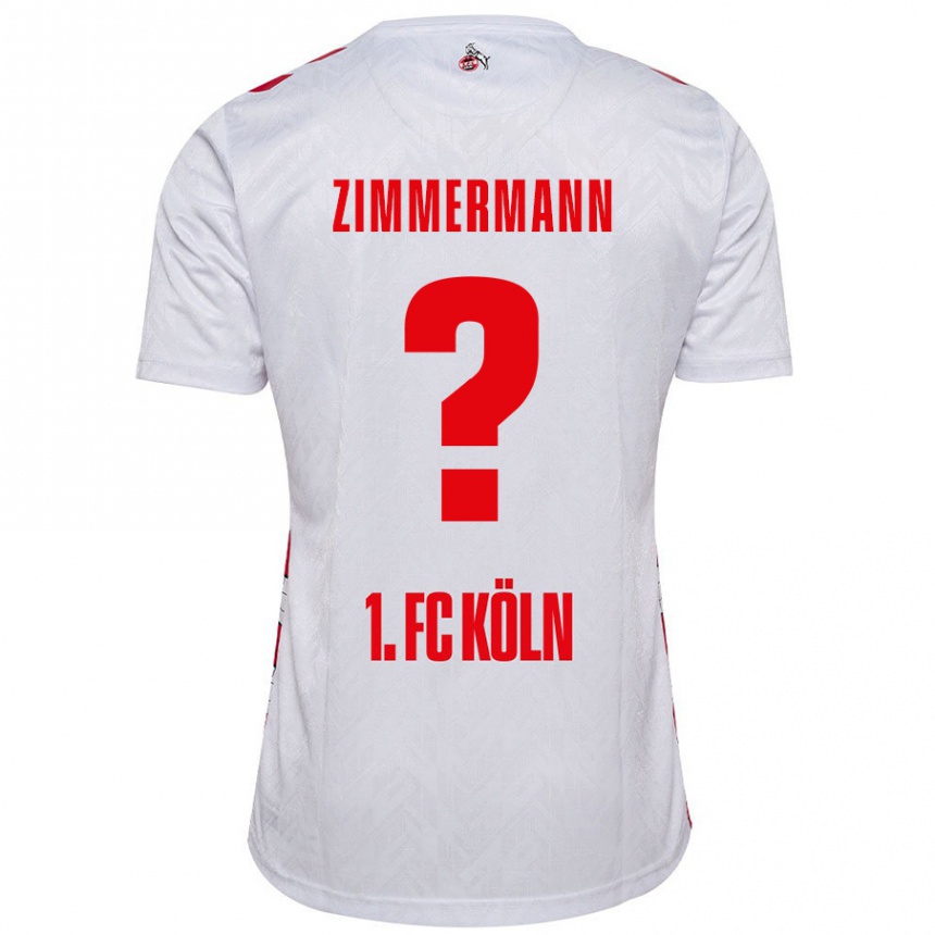 Kids Football Nick Zimmermann #0 White Red Home Jersey 2024/25 T-Shirt Uk