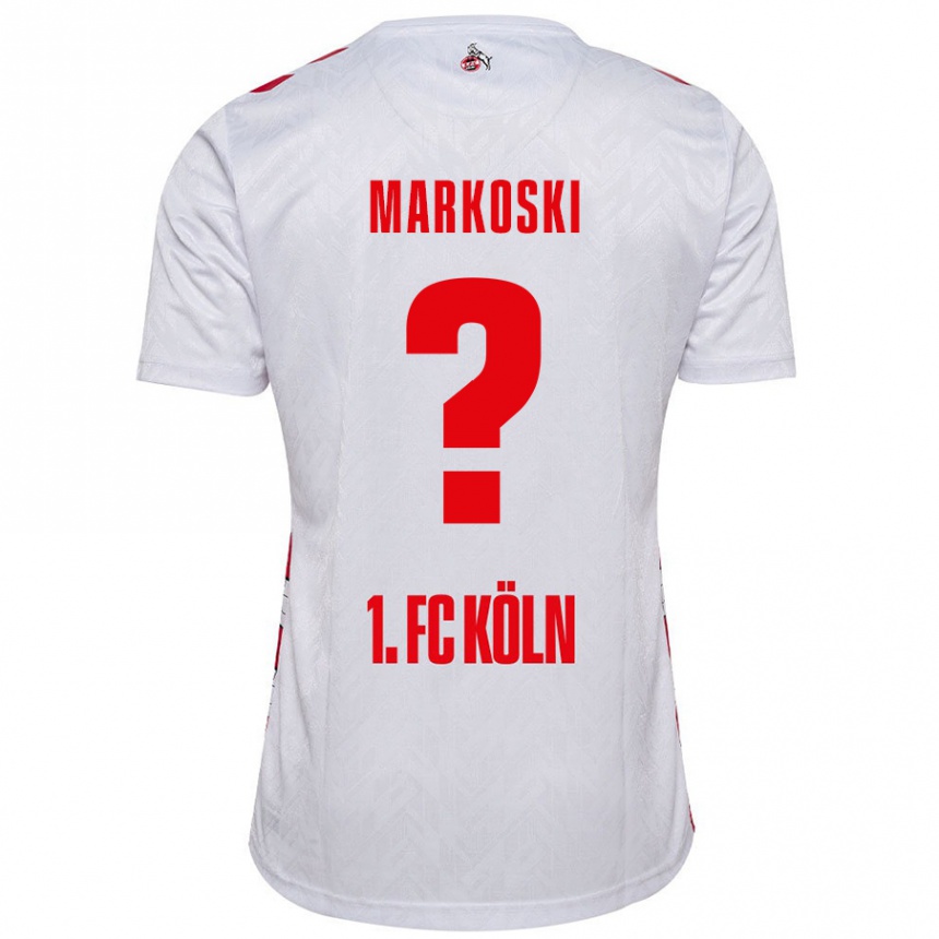 Kids Football Kristian Markoski #0 White Red Home Jersey 2024/25 T-Shirt Uk