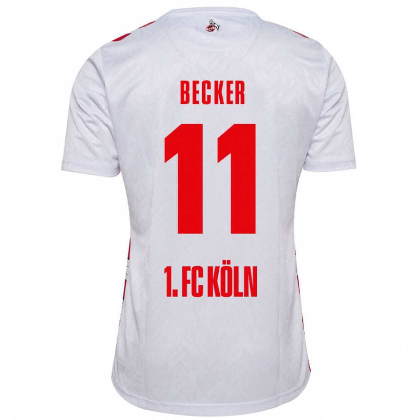 Kids Football Marlon Becker #11 White Red Home Jersey 2024/25 T-Shirt Uk