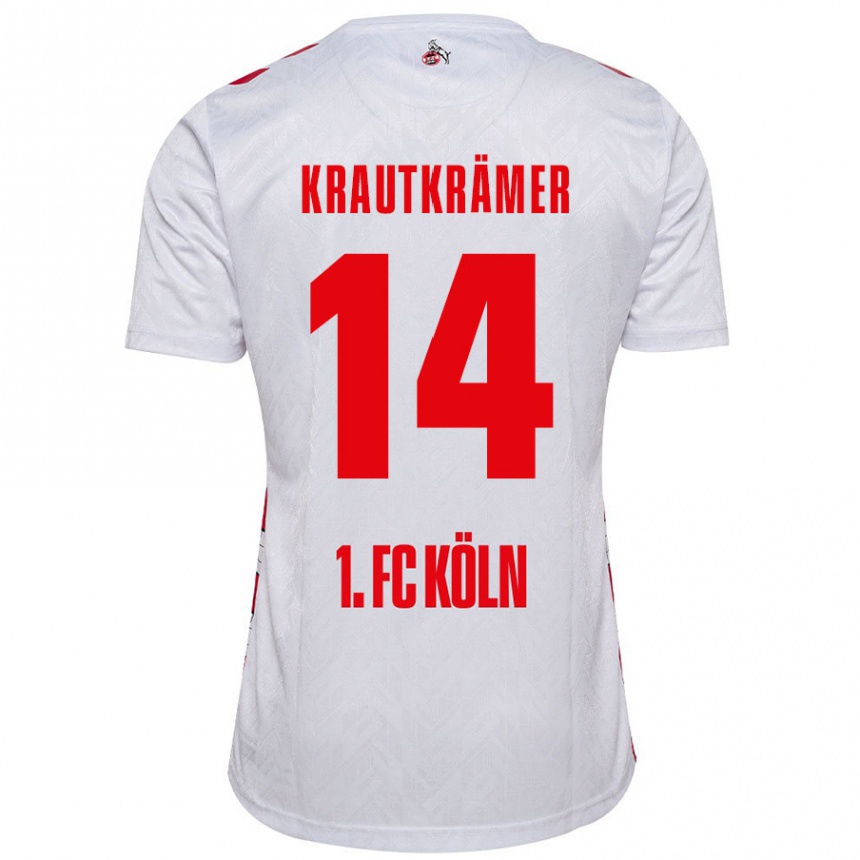 Kids Football Jakob Krautkrämer #14 White Red Home Jersey 2024/25 T-Shirt Uk