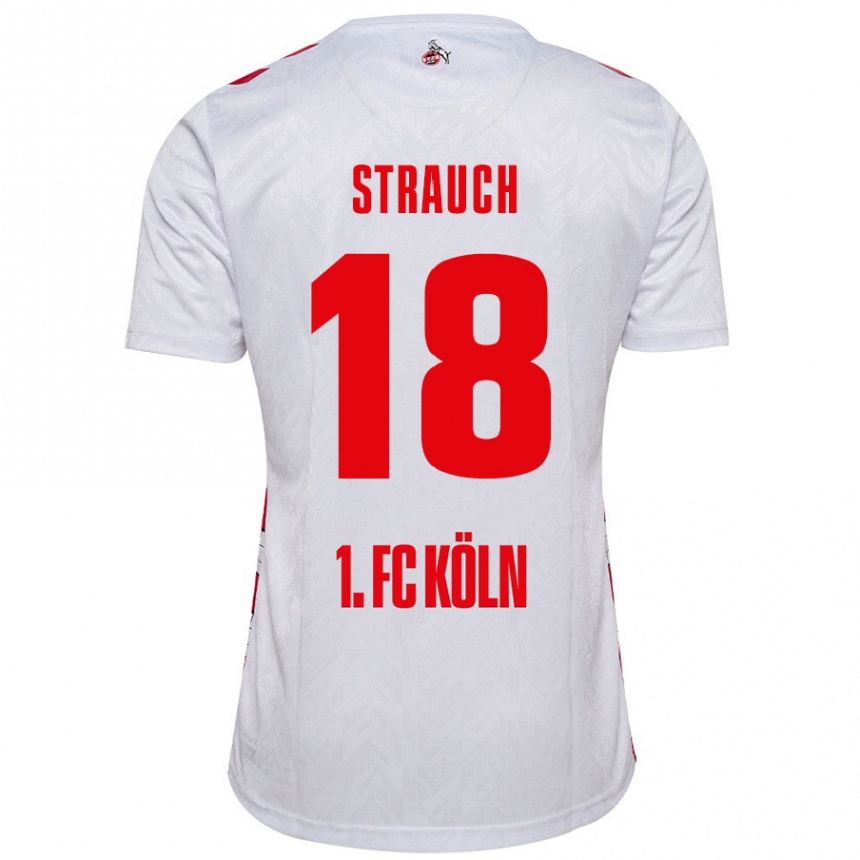 Kids Football Georg Strauch #18 White Red Home Jersey 2024/25 T-Shirt Uk