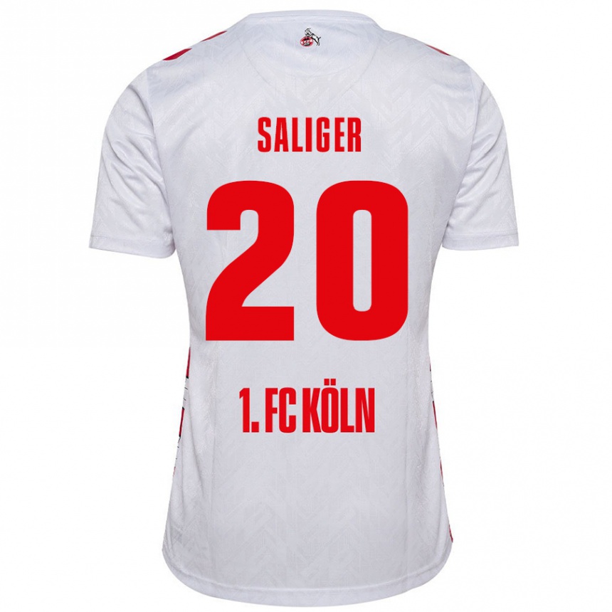 Kids Football Jonas Saliger #20 White Red Home Jersey 2024/25 T-Shirt Uk