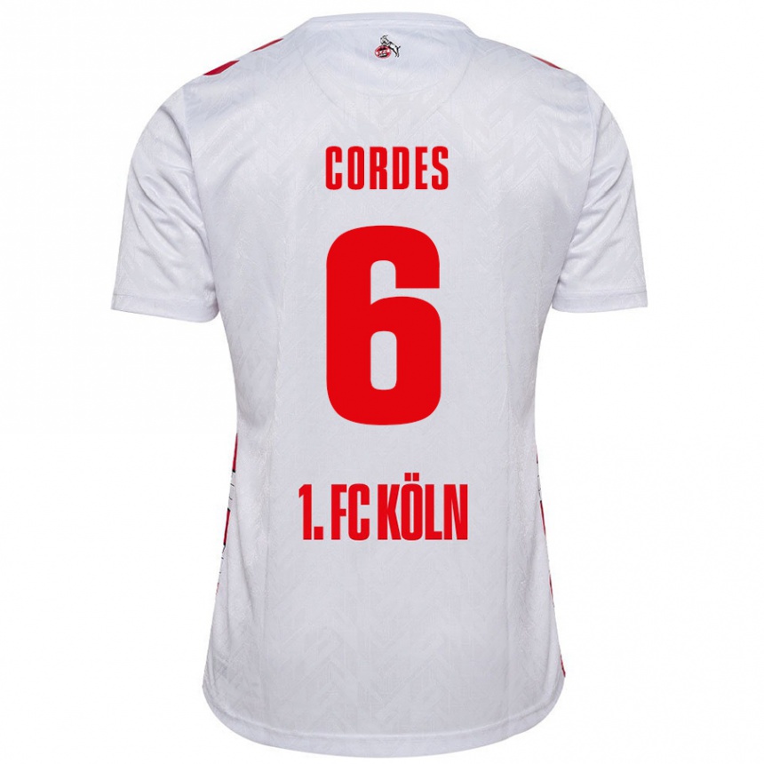 Kids Football Lotta Cordes #6 White Red Home Jersey 2024/25 T-Shirt Uk