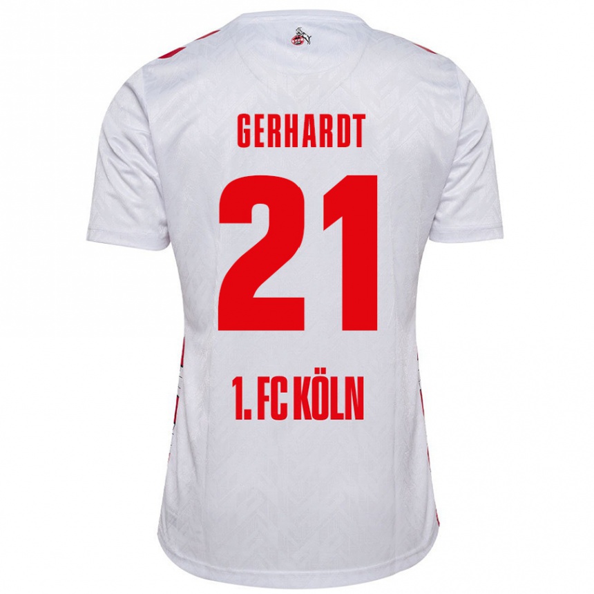 Kids Football Anna Gerhardt #21 White Red Home Jersey 2024/25 T-Shirt Uk