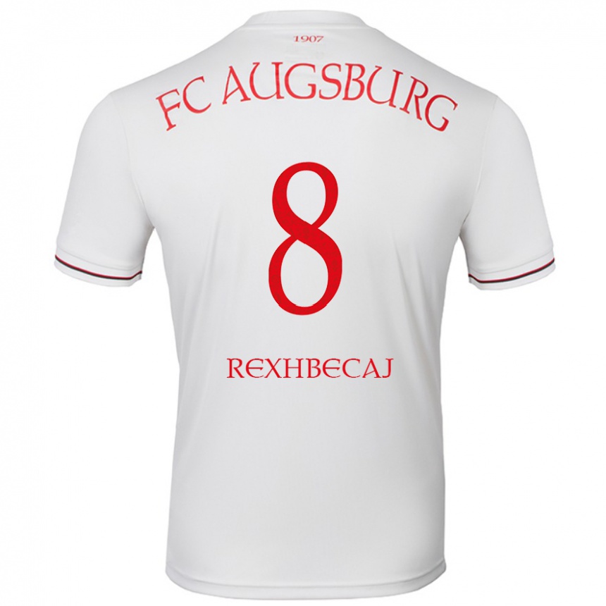 Kids Football Elvis Rexhbecaj #8 White Home Jersey 2024/25 T-Shirt Uk