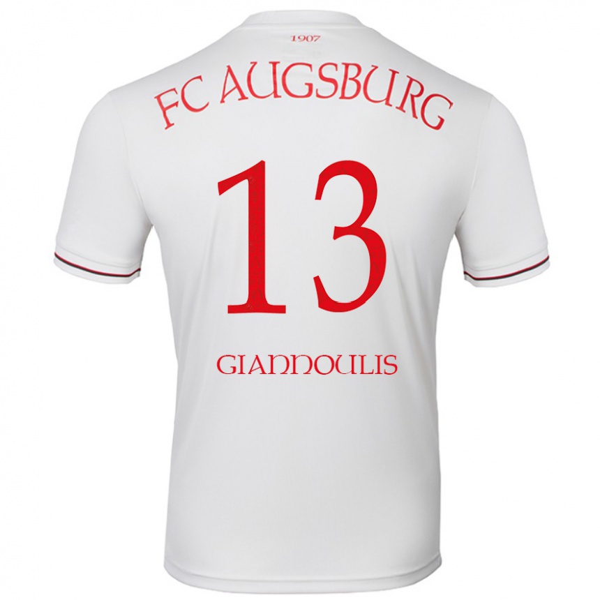 Kids Football Dimitrios Giannoulis #13 White Home Jersey 2024/25 T-Shirt Uk