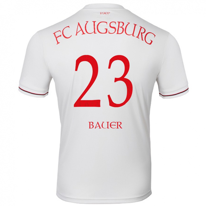 Kids Football Maximilian Bauer #23 White Home Jersey 2024/25 T-Shirt Uk