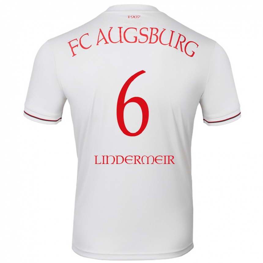 Kids Football Dominik Lindermeir #6 White Home Jersey 2024/25 T-Shirt Uk