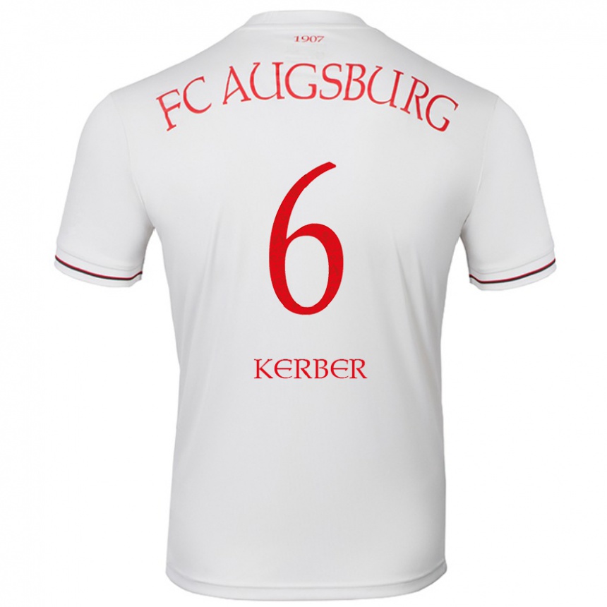 Kids Football Luca Kerber #6 White Home Jersey 2024/25 T-Shirt Uk