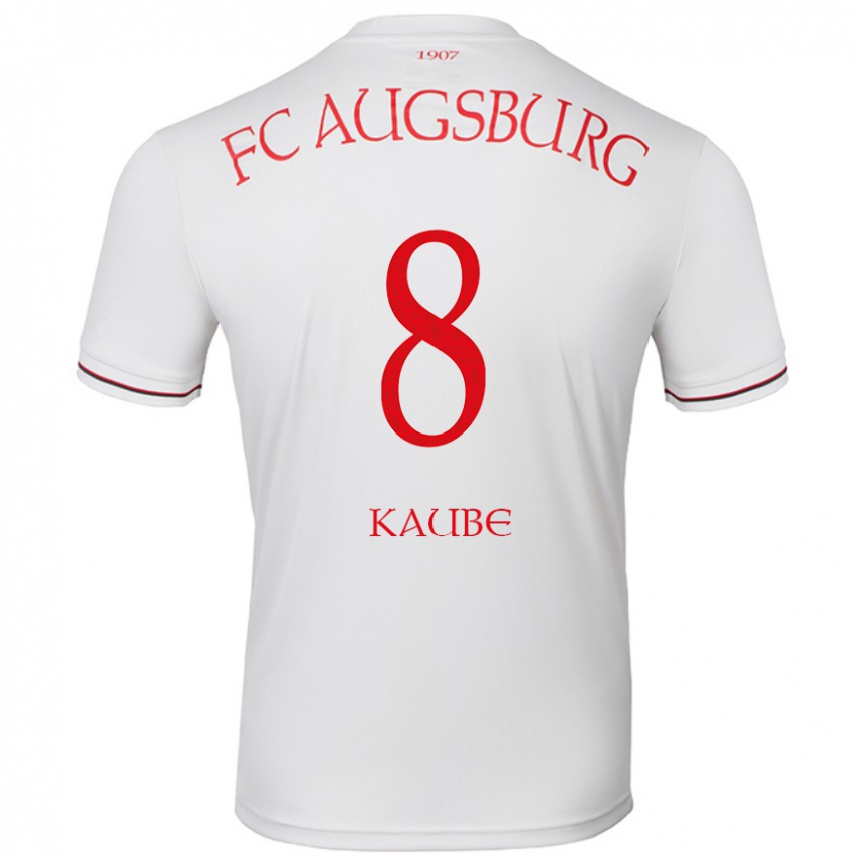 Kids Football Moritz Kaube #8 White Home Jersey 2024/25 T-Shirt Uk