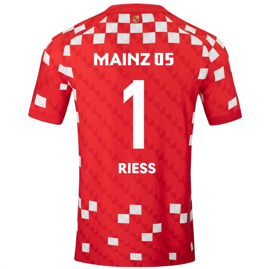 Kids Football Lasse Rieß #1 White Red Home Jersey 2024/25 T-Shirt Uk