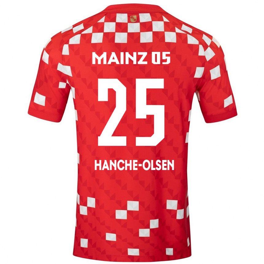 Kids Football Andreas Hanche-Olsen #25 White Red Home Jersey 2024/25 T-Shirt Uk