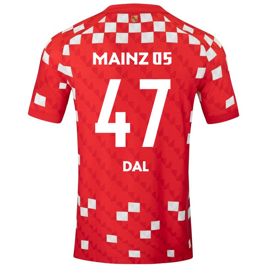 Kids Football Maxim Dal #47 White Red Home Jersey 2024/25 T-Shirt Uk