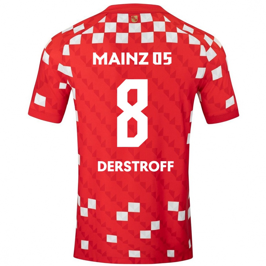 Kids Football Julian-Maurice Derstroff #8 White Red Home Jersey 2024/25 T-Shirt Uk