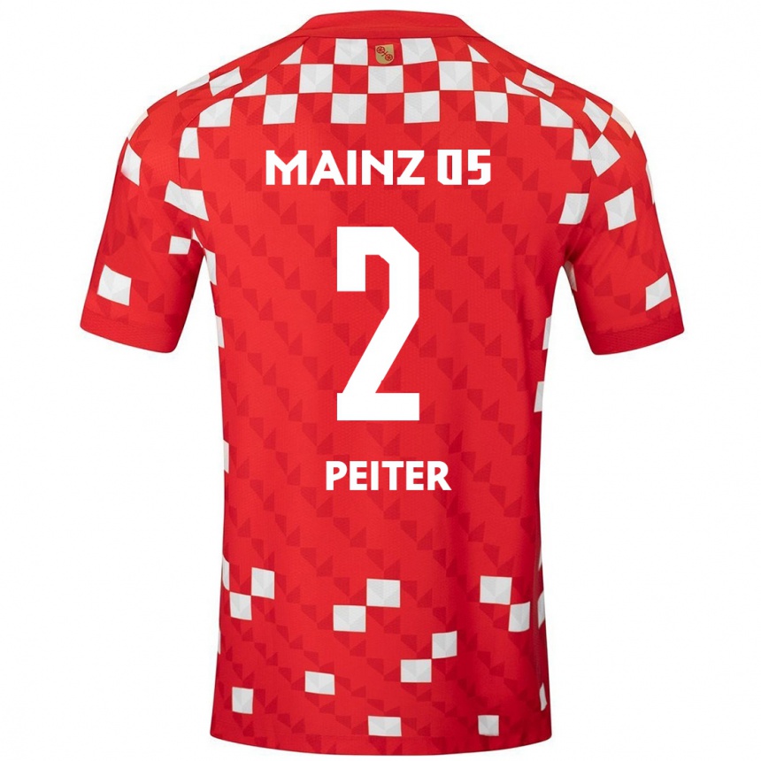 Kids Football Chiara Peiter #2 White Red Home Jersey 2024/25 T-Shirt Uk