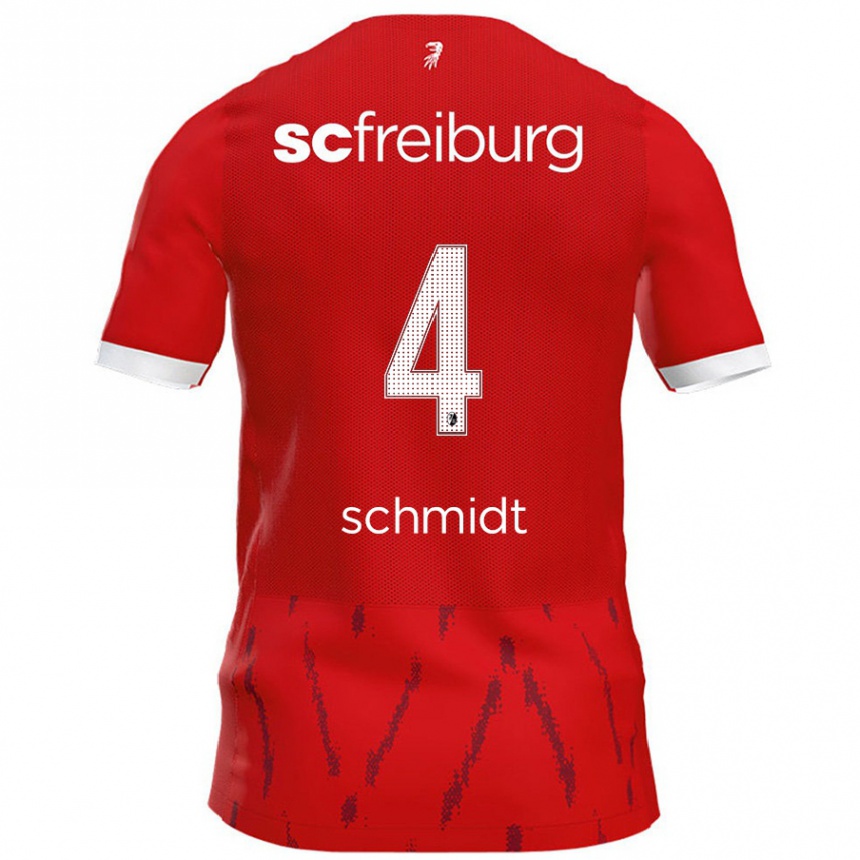 Kids Football Kenneth Schmidt #4 Red Home Jersey 2024/25 T-Shirt Uk