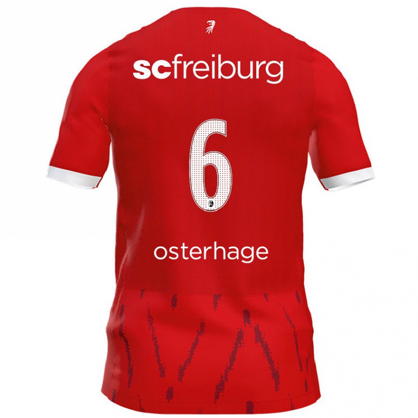 Kids Football Patrick Osterhage #6 Red Home Jersey 2024/25 T-Shirt Uk