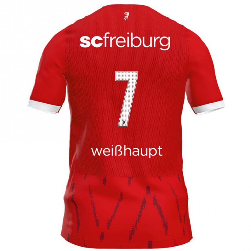 Kids Football Noah Weißhaupt #7 Red Home Jersey 2024/25 T-Shirt Uk