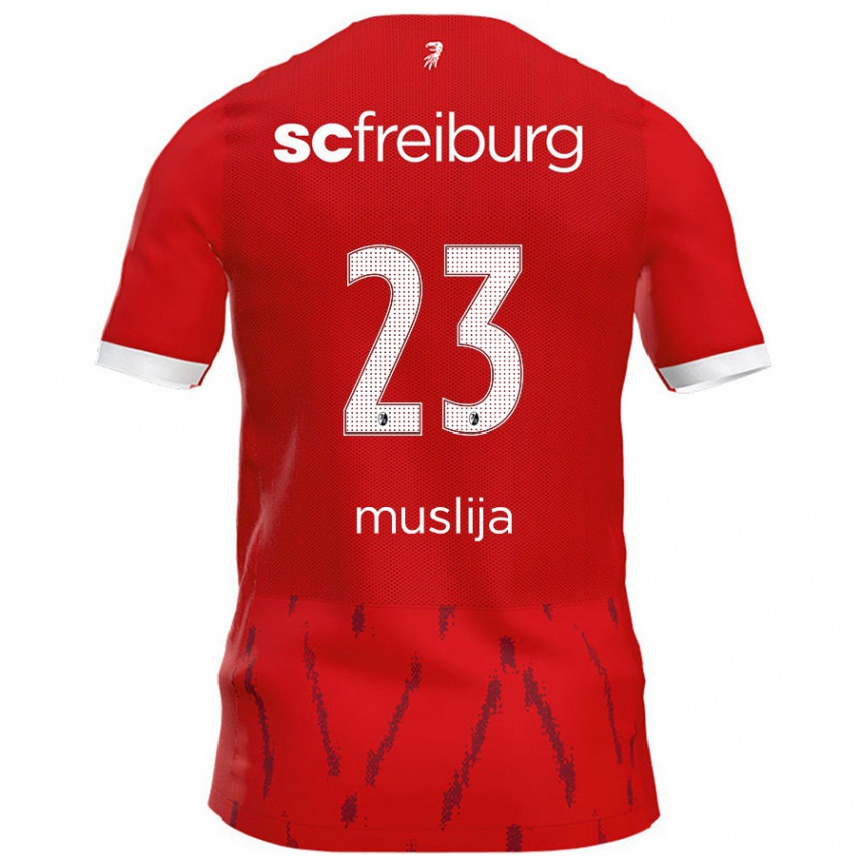 Kids Football Florent Muslija #23 Red Home Jersey 2024/25 T-Shirt Uk