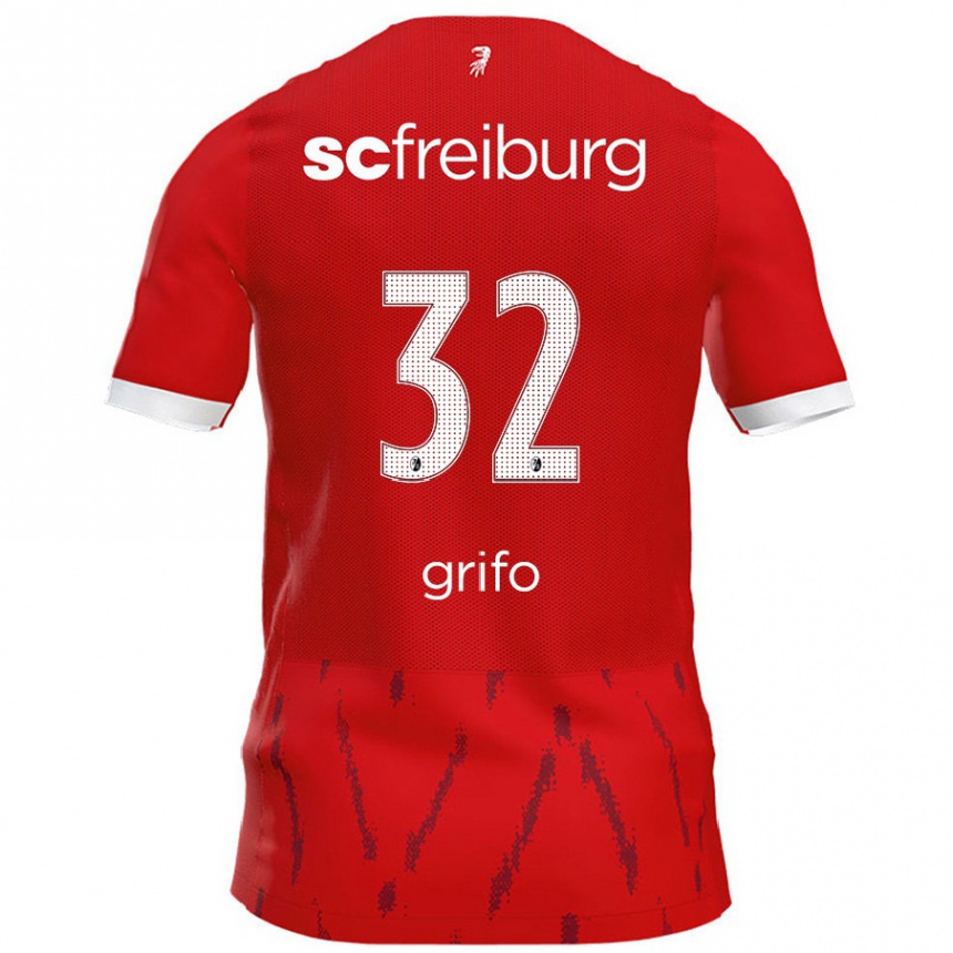 Kids Football Vincenzo Grifo #32 Red Home Jersey 2024/25 T-Shirt Uk