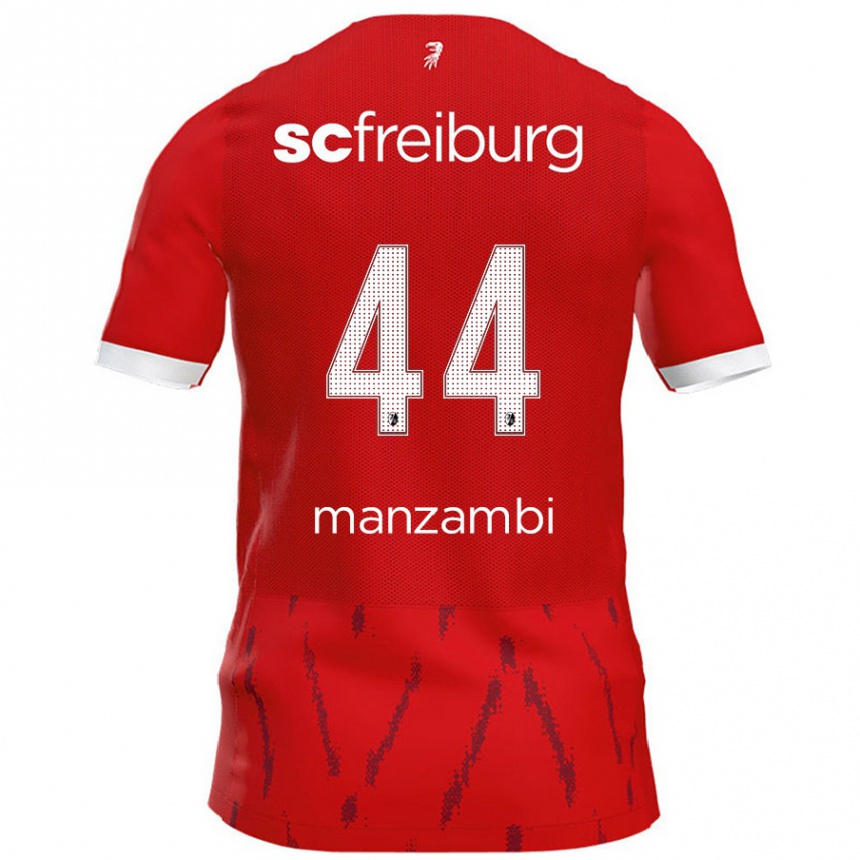 Kids Football Johan Manzambi #44 Red Home Jersey 2024/25 T-Shirt Uk