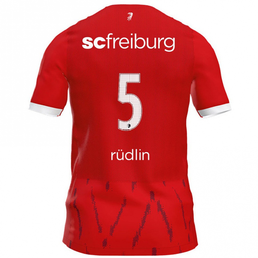 Kids Football Fabian Rüdlin #5 Red Home Jersey 2024/25 T-Shirt Uk