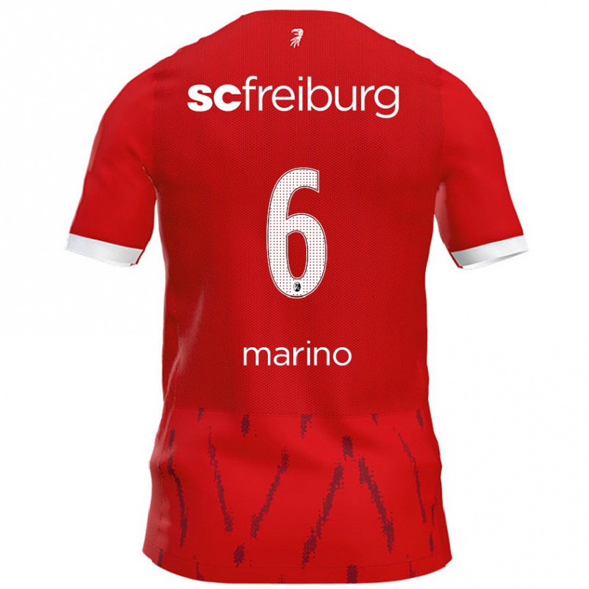 Kids Football Luca Marino #6 Red Home Jersey 2024/25 T-Shirt Uk