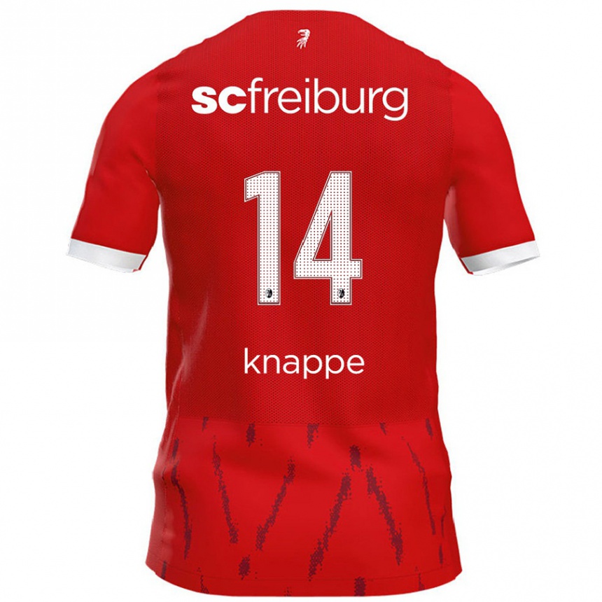 Kids Football Davino Knappe #14 Red Home Jersey 2024/25 T-Shirt Uk