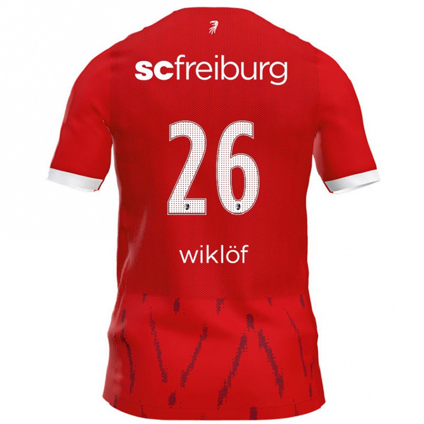 Kids Football Oscar Wiklöf #26 Red Home Jersey 2024/25 T-Shirt Uk