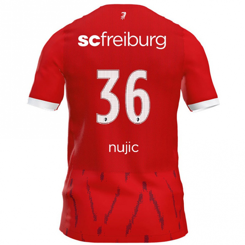 Kids Football Luka Nujic #36 Red Home Jersey 2024/25 T-Shirt Uk