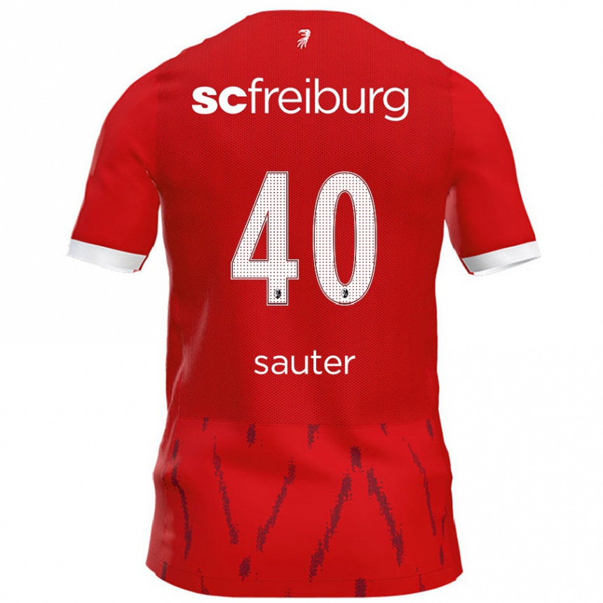 Kids Football Niklas Sauter #40 Red Home Jersey 2024/25 T-Shirt Uk