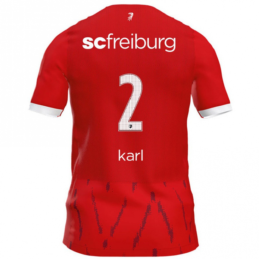 Kids Football Lisa Karl #2 Red Home Jersey 2024/25 T-Shirt Uk