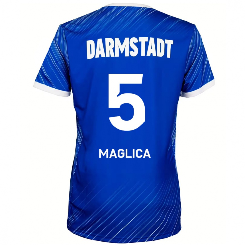 Kids Football Matej Maglica #5 Blue White Home Jersey 2024/25 T-Shirt Uk