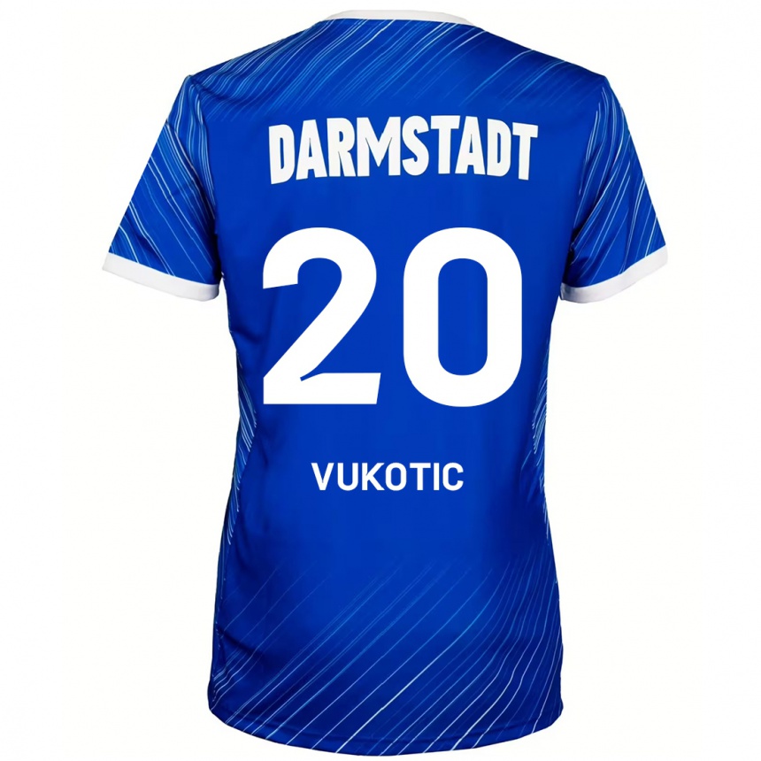 Kids Football Aleksandar Vukotic #20 Blue White Home Jersey 2024/25 T-Shirt Uk